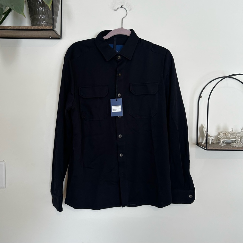 NEW‎ Collars & Co Navy Neville Long Sleeve Button Up Collared Shirt Size Medium